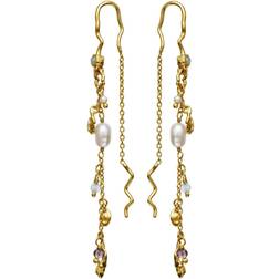 Maanesten Poppy Earrings - Gold/Amethyst/Aquamarine/Pearls