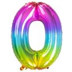 Folat 63240 Foil Balloon Yummy Gummy Rainbow Number 0-86 cm, Multi Colors, 86cm