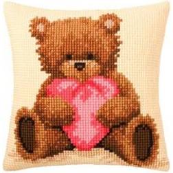 Vervaco Popcorn with Heart Cross Stitch Cushion, Multi-Colour