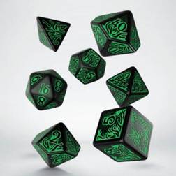 CoC 7th Ed. Black & green Dice Set (7)