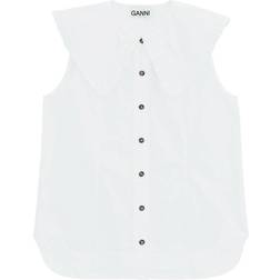 Ganni Cotton Poplin Sleeveless Shirt - Bright White