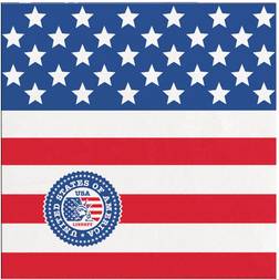 Vegaoo USA Party Napkins Flag design 25cm, Blue red and white USA flag design napkins Pack of 20