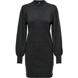 Only Labelle Life Long Sleeved Knitted Dress - Grey/Dark Grey Melange