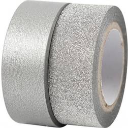 Design Tape, W: 15 mm, silver, 2 roll/ 1 pack