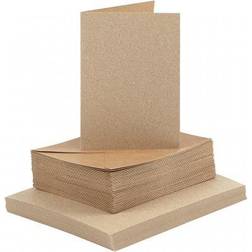 Creotime Cards and Envelopes, card size 10,5x15 cm, envelope size 11,5x16,5 cm, 120 240 g, natural, 50 set/ 1 pack