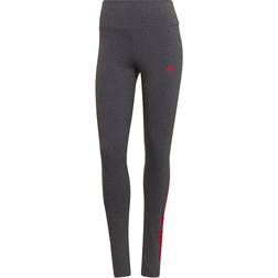 Adidas Women's Loungewear Essentials High-Waisted Logo Leggings - Dark Gray Heather/Vivid Red