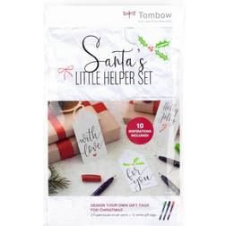 Tombow Santa's Little Helper Set Includes 3 x Fudenosuke Brush Pens, 10 x gift tags and 1 x guide