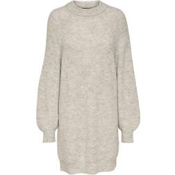 Only Vannes Ribbed Knitted Dress - Grey/Light Grey Melange