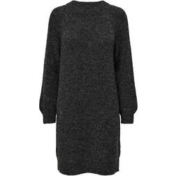 Only Vannes Ribbed Knitted Dress - Grey/Dark Grey Melange