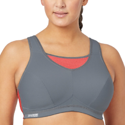 Glamorise No-Bounce Camisole Sports Bra Plus Size - Gray/Coral