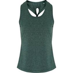 Tridri Yoga Knot Vest Women - Forest Green/Black Melange