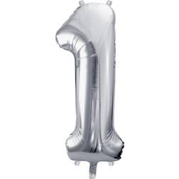 PartyDeco Foil Balloon Number 1 86cm Silver