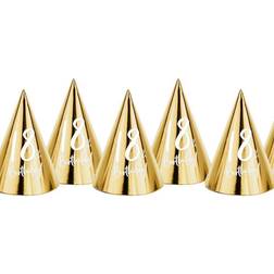 PartyDeco Partyhattar 18th Birthday Guld Metallic 6-pack