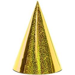 PartyDeco Partyhattar Glittrig Guld 6-pack