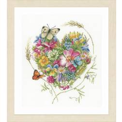 Lanarte Counted Cross Stitch Kit: Heart of Flowers (Evenweave) Cotton, NA, 31 x 35cm