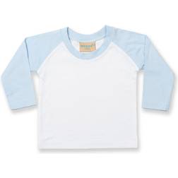 Larkwood Baby's Long Sleeved Baseball T-shirt - White/Pale Blue