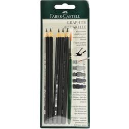 Faber-Castell Graphite Aquarelle Water-soluble Pencils assorted set of 5 with brush