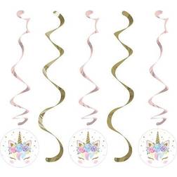 Vegaoo Creative Party PC344435 Pink and Gold Unicorn Baby Dizzy Danglers-5 Pcs