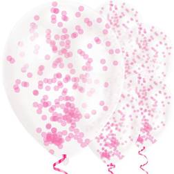 Unique Party 58117 Pink Confetti Latex Balloons 12" 6 Pcs