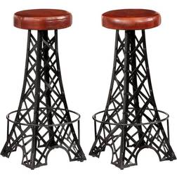 vidaXL Real Leather Bar Stool 29.9" 2