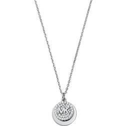 Michael Kors Premium Double Circle Logo Necklace - Silver/Transparent
