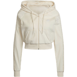 Adidas Women's Originals Loungewear Cropped Full Zip Hoodie - Wonder White