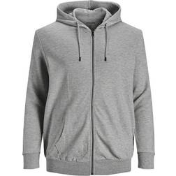 Jack & Jones Through Zipper Plus Size Hoodie - Grey/Light Grey Melange