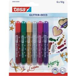TESA 12 x Glitzerkleber -Glitter-Deco- bunt 6 Tuben a 10 ml