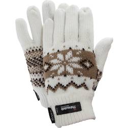 Floso Women's Thinsulate Fairisle Thermal Gloves - White