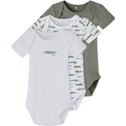 Name It Organic Cotton Romper 3-pack - Green/Agave Green (13198649)