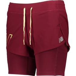 New Balance Printed Impact Run 2 In 1 Short Women - Garnet