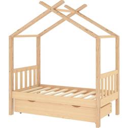 vidaXL Kids Bed Frame with a Drawer Solid Pine Wood 70x140cm