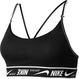 Nike Dri-FIT Indy Light-Support Padded Logo Sports Bra - Black/Black/White