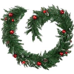 tectake Christmas garland with baubles and pinecones Christmas wreath, garland, wreath red/green