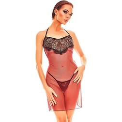 Anais Rot-schwarzes Chemise mit String