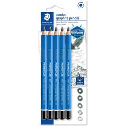 Staedtler Bleistift Mars Lumograph jumbo, 5er Blister Sechskantstift, Minenstärke: 5,3 mm, blau lackiert