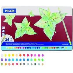 MiLAN A.C. Caja metálica 36 lápices de Colores con mina Grande Ø3,3 mm 213, White