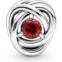 Pandora July Eternity Circle Charm - Silver/Light Red