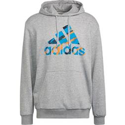 Adidas Essentials French Terry Camo-Print Hoodie - Medium Grey Heather