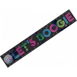 Amscan 120067 70s Let's Boogie Foil Banner 7.6m 1 Pc, Black, 1 Piece