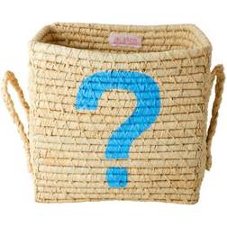 Rice Small Square Raffia Basket Painted Questionsmark