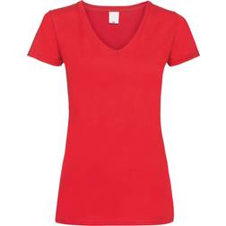 Universal Textiles Women's Value Fitted V-Neck Short Sleeve Casual T-shirt - Bright Red