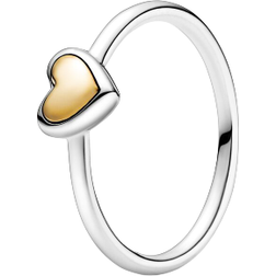 Pandora Domed Golden Heart Ring - Silver/Gold