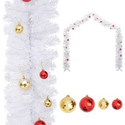 vidaXL Christmas Garland Decorated with Baubles White 5 m White