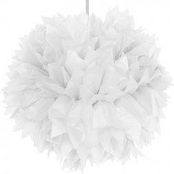 Folat pompon 30 cm papper blå Vit