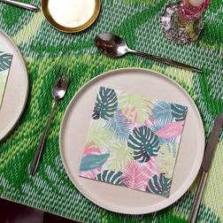 Talking Tables 20 Pastel Tropical Palm Leaf Paper Napkins Disposable Serviettes, Tableware for Indoor or Outdoor Dining, Birthday, Garden Party, Summer, BBQ, Picnic, Safari, Hawaiian, Decoupage