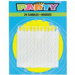 Unique Party 1905WC Striped White Birthday Candles, Pack of 24