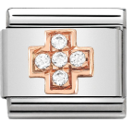 Nomination Composable Classic Link Cross Charm - Silver/Rose Gold/Transparent