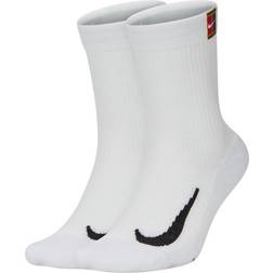 Nike Court Multiplier Cushioned Tennis Crew Socks 2-pack - White/White