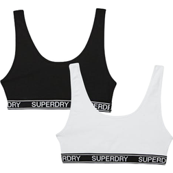 Superdry Organic Cotton Grace Super Bralette 2-pack - Optic/Black